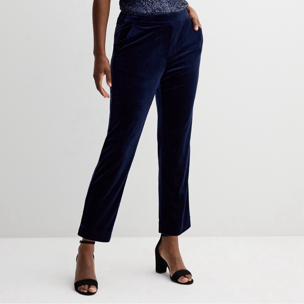 NWT- Draper James blue velvet ankle pants